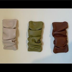 New** Faux leather rouched barrette hair clip (3-pack)